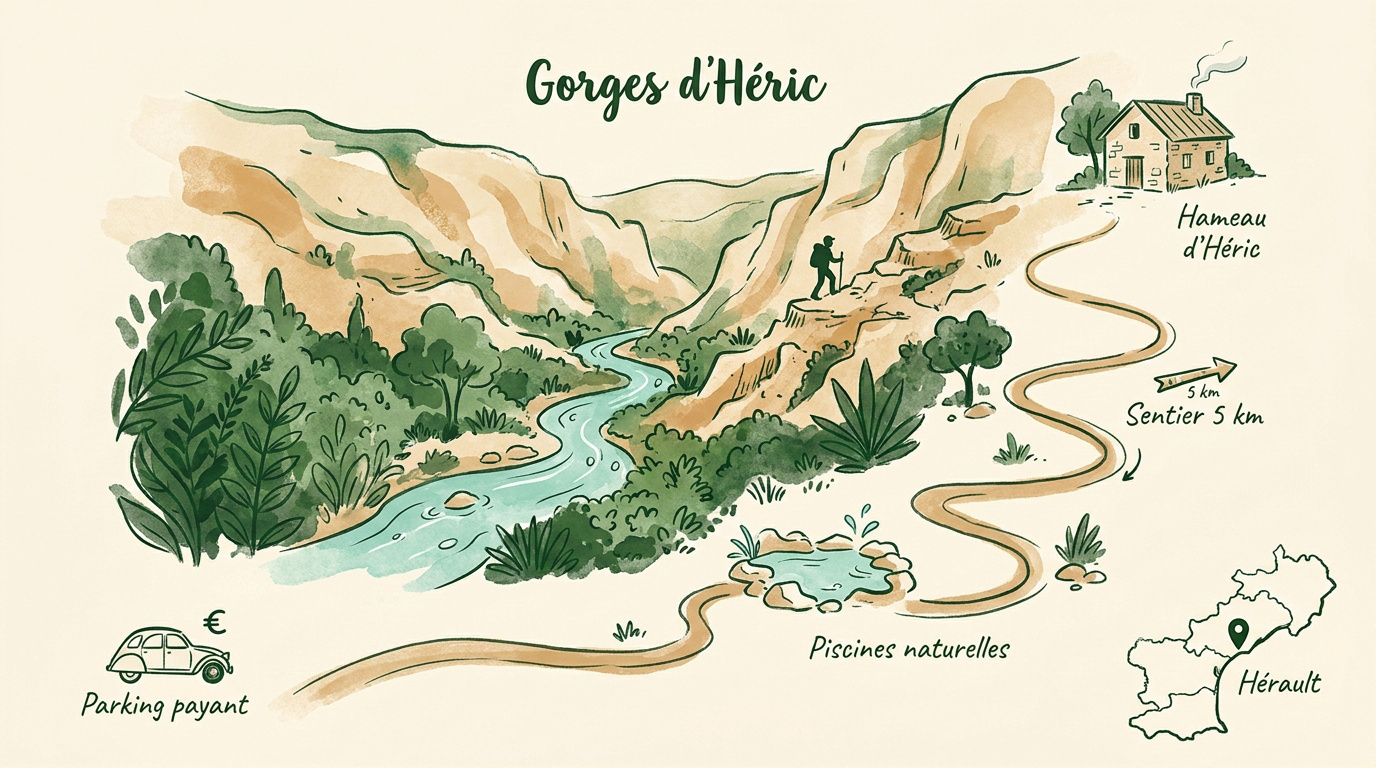 Carte des sentiers des Gorges d'Héric