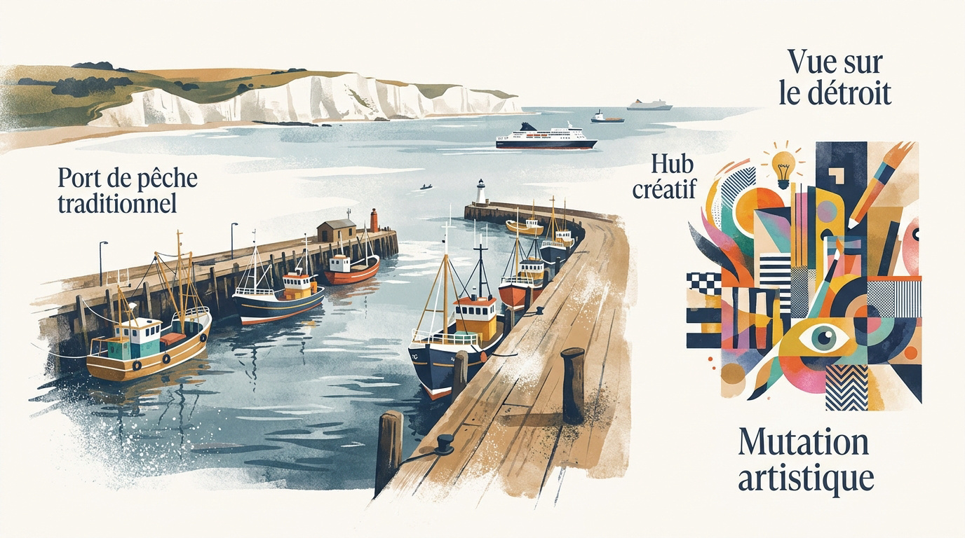Port de pêche traditionnel de Folkestone avec ses bateaux colorés