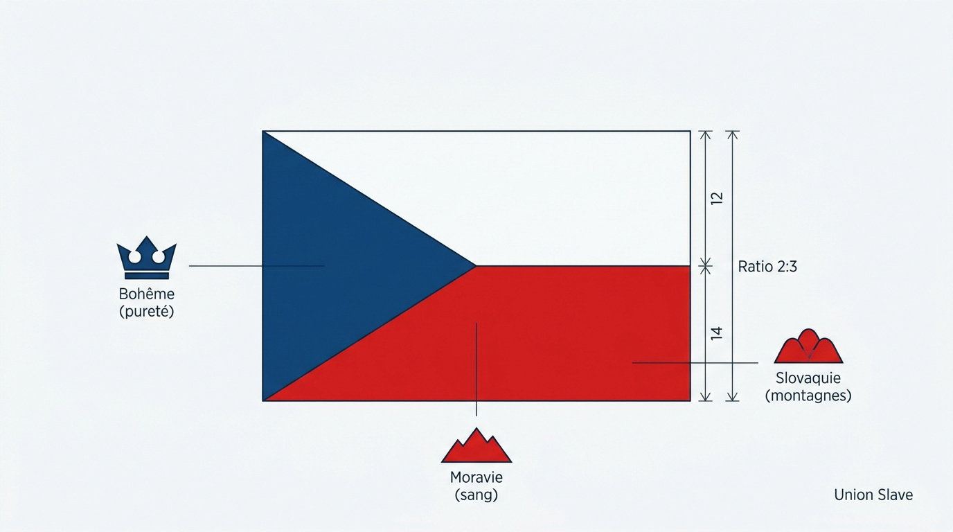 Drapeau tchèque blanc rouge bleu