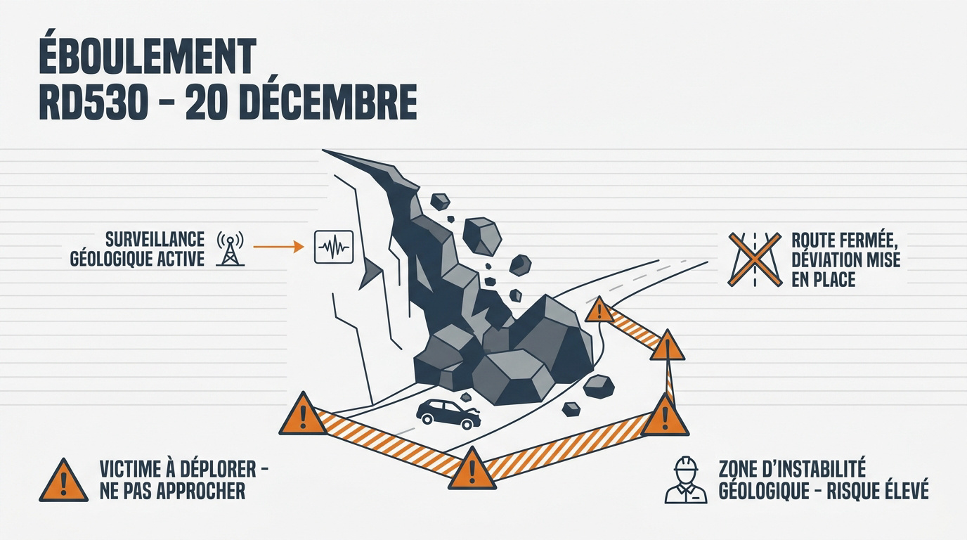 Éboulement sur la RD530 vers Venosc et sécurisation de la route