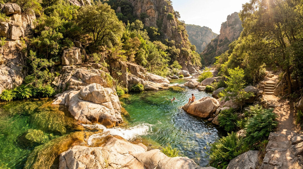 Tout savoir sur les gorges d heric pour une journée au top Baignade dans les eaux cristallines des Gorges d'Héric entourées de falaises rocheuses et d'une végétation luxuriante.
