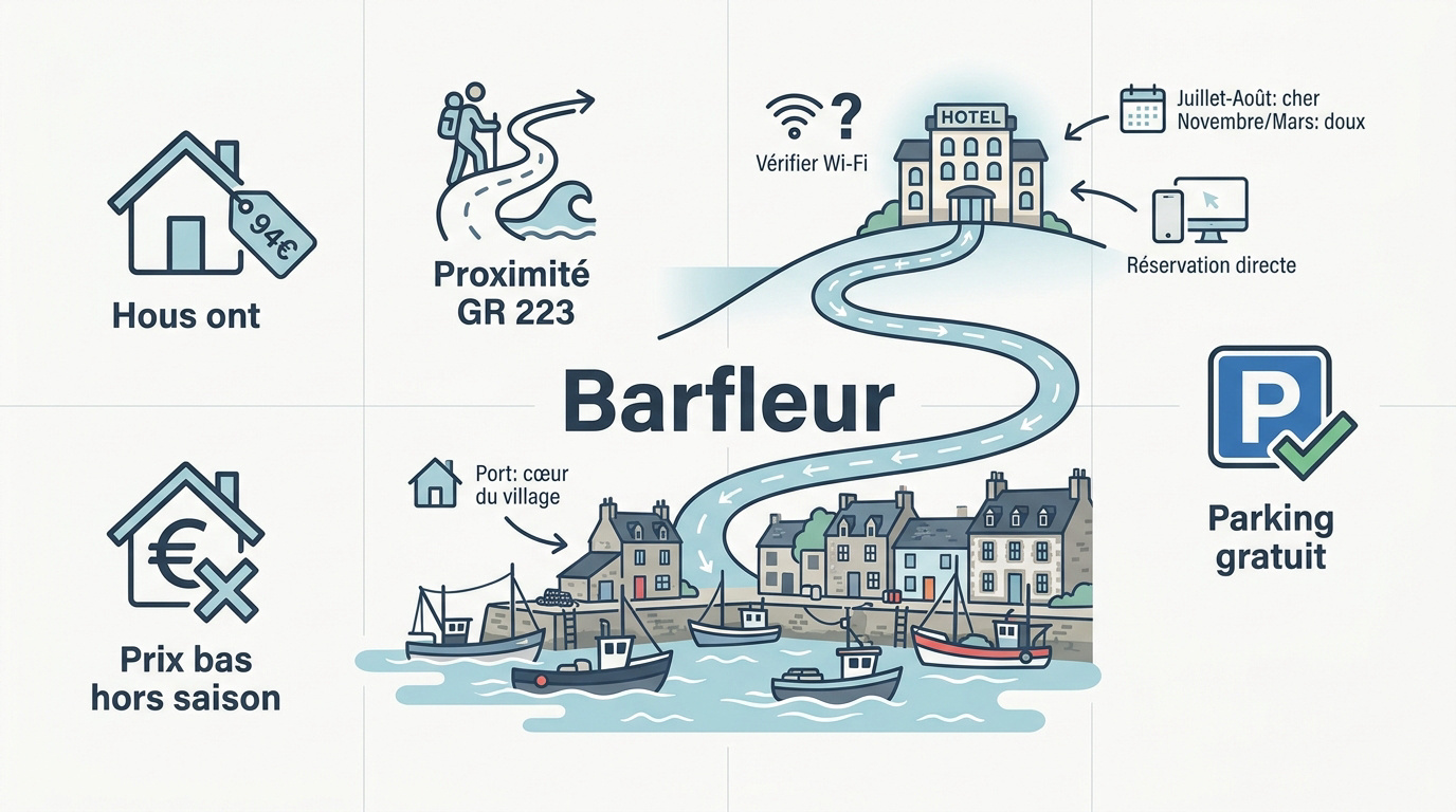 Tarifs et emplacements des hôtels à Barfleur