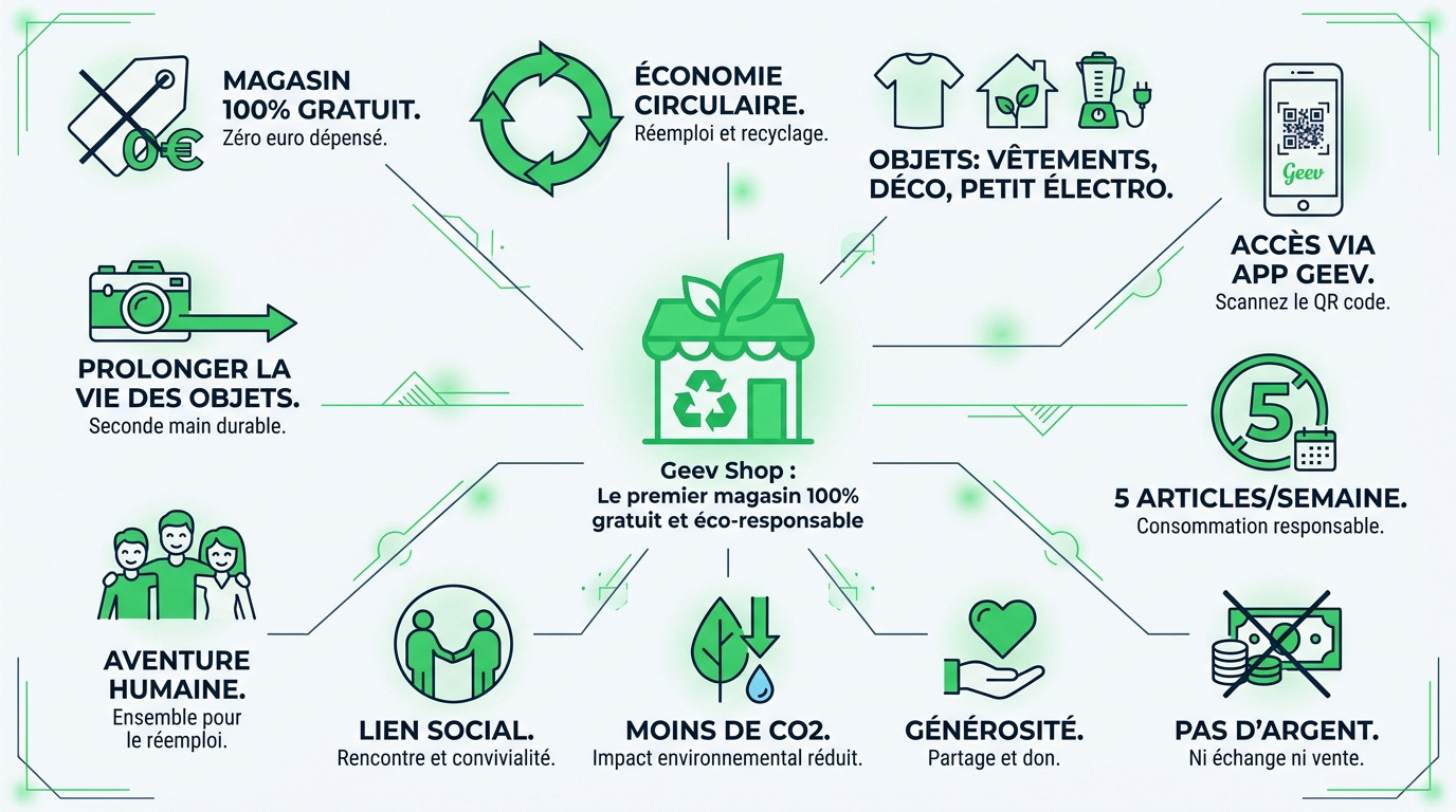 Infographie sur le réemploi gratuit au Geev Shop