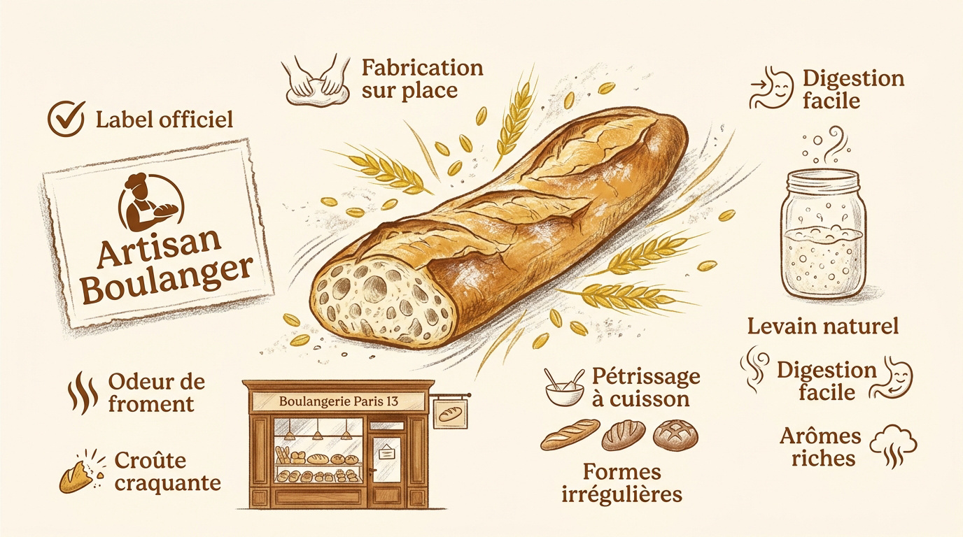 Infographie expliquant les secrets d'une fabrication artisanale en boulangerie