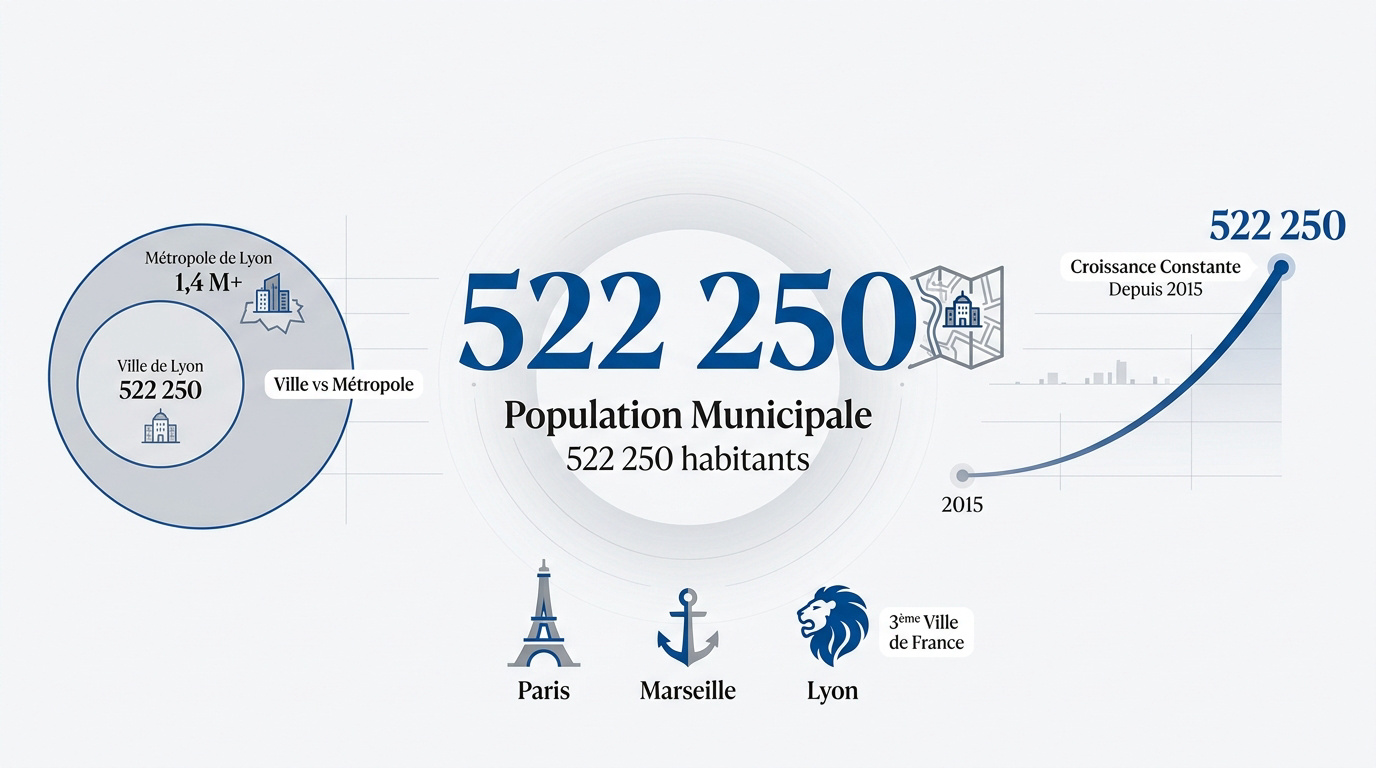 Vue aérienne de Lyon montrant la densité de la population municipale et de la métropole