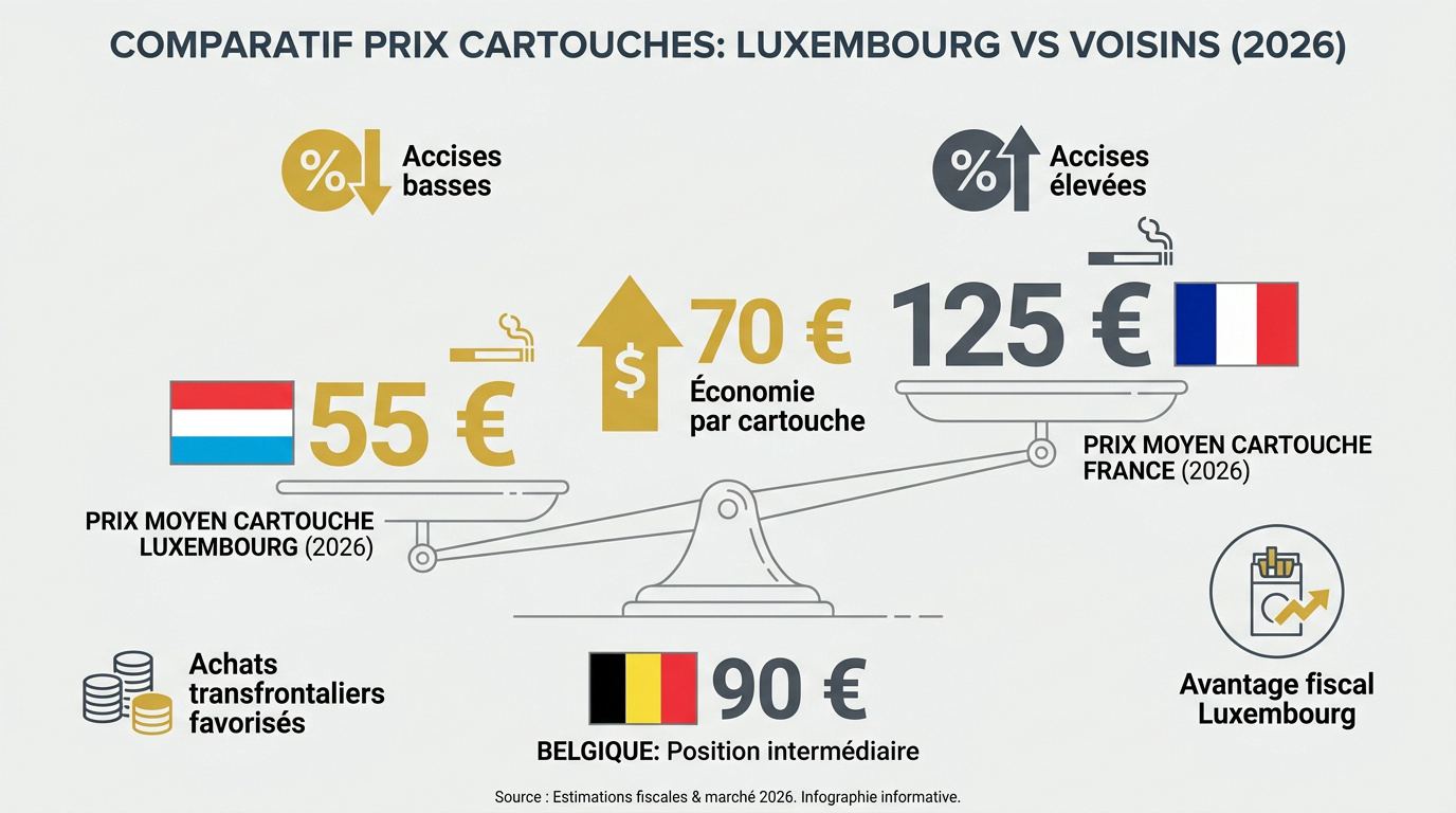 Comparaison des prix des cartouches de cigarettes au Luxembourg