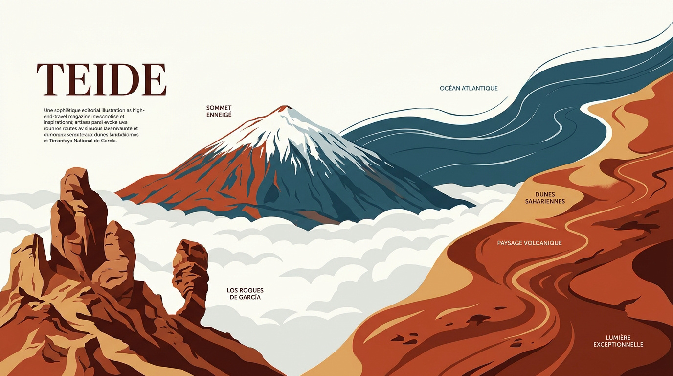 Vue du volcan Teide avec ses contrastes de roches volcaniques aux Canaries