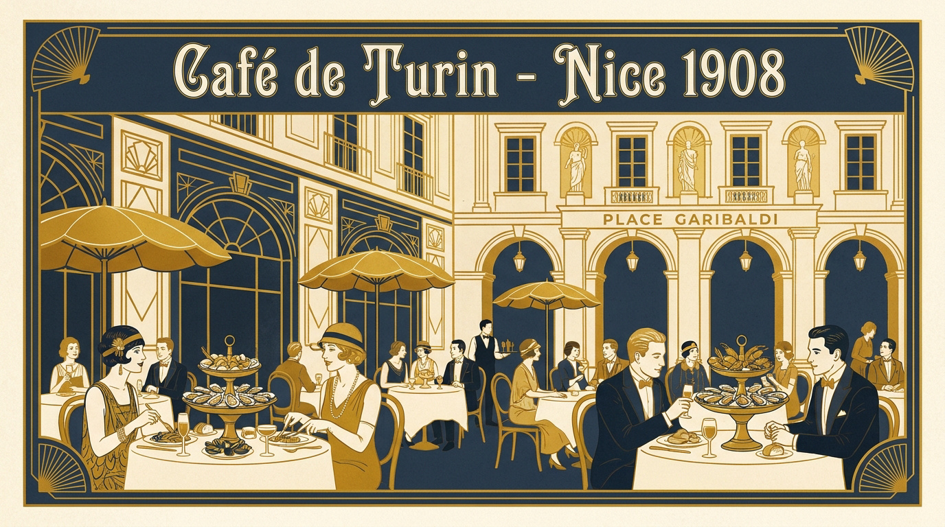 Façade historique du Café de Turin sur la place Garibaldi à Nice