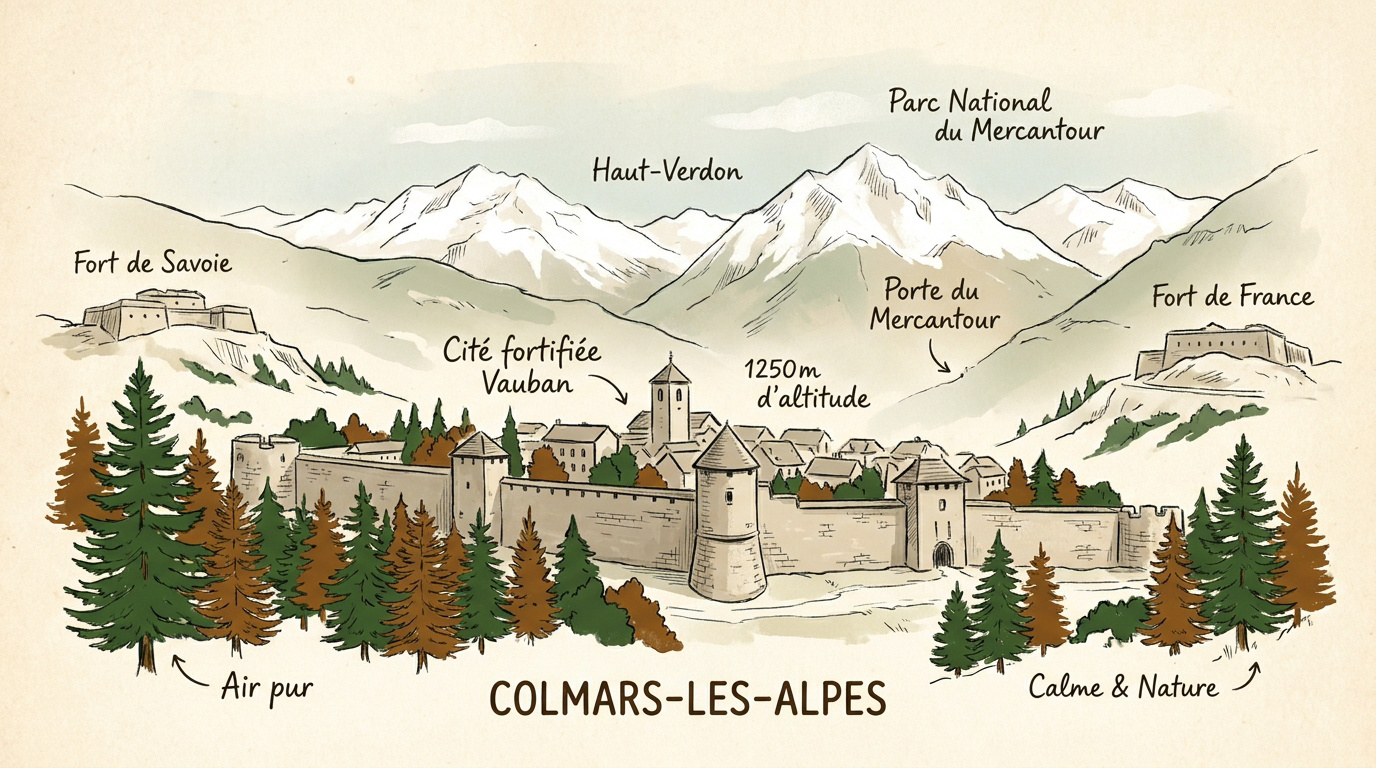 Vue des remparts et des fortifications de Vauban à Colmars-les-Alpes dans le Haut-Verdon