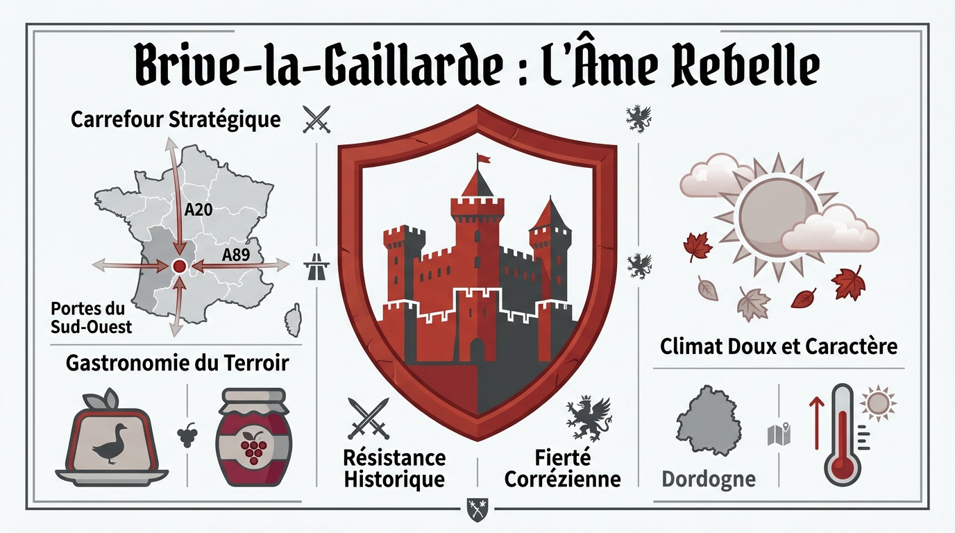 Vue des toits et du clocher de Brive-la-Gaillarde en Corrèze