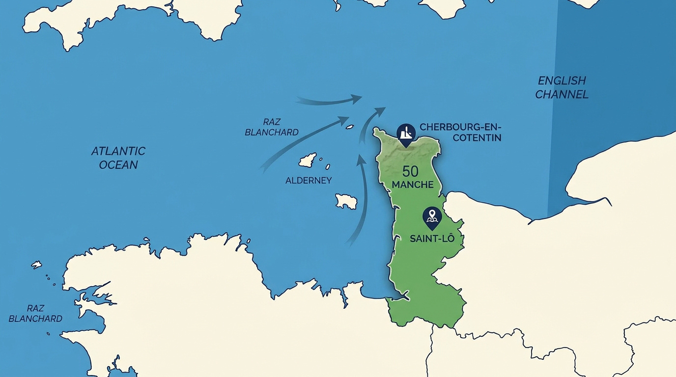 Carte du département de la Manche montrant le Cotentin