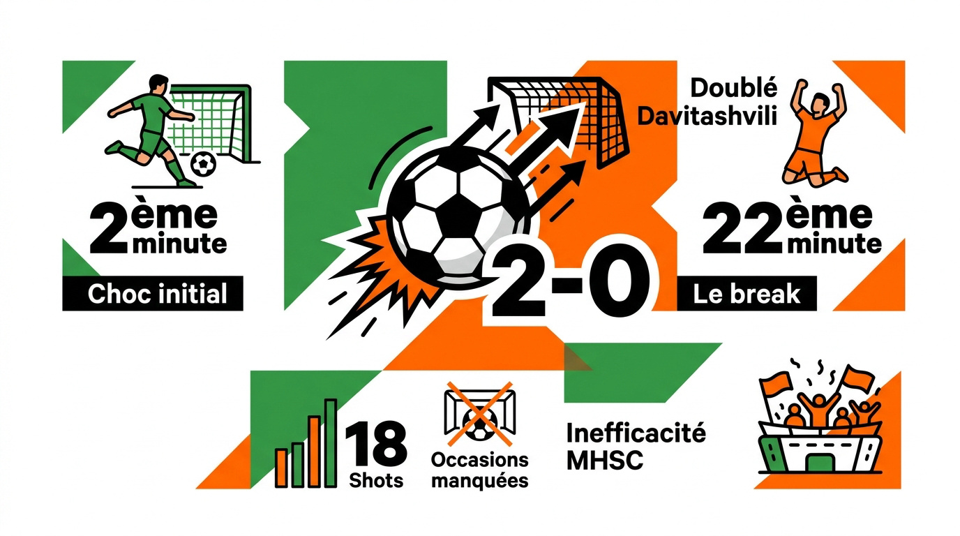 Davitashvili célèbre son doublé lors du match Montpellier contre ASSE