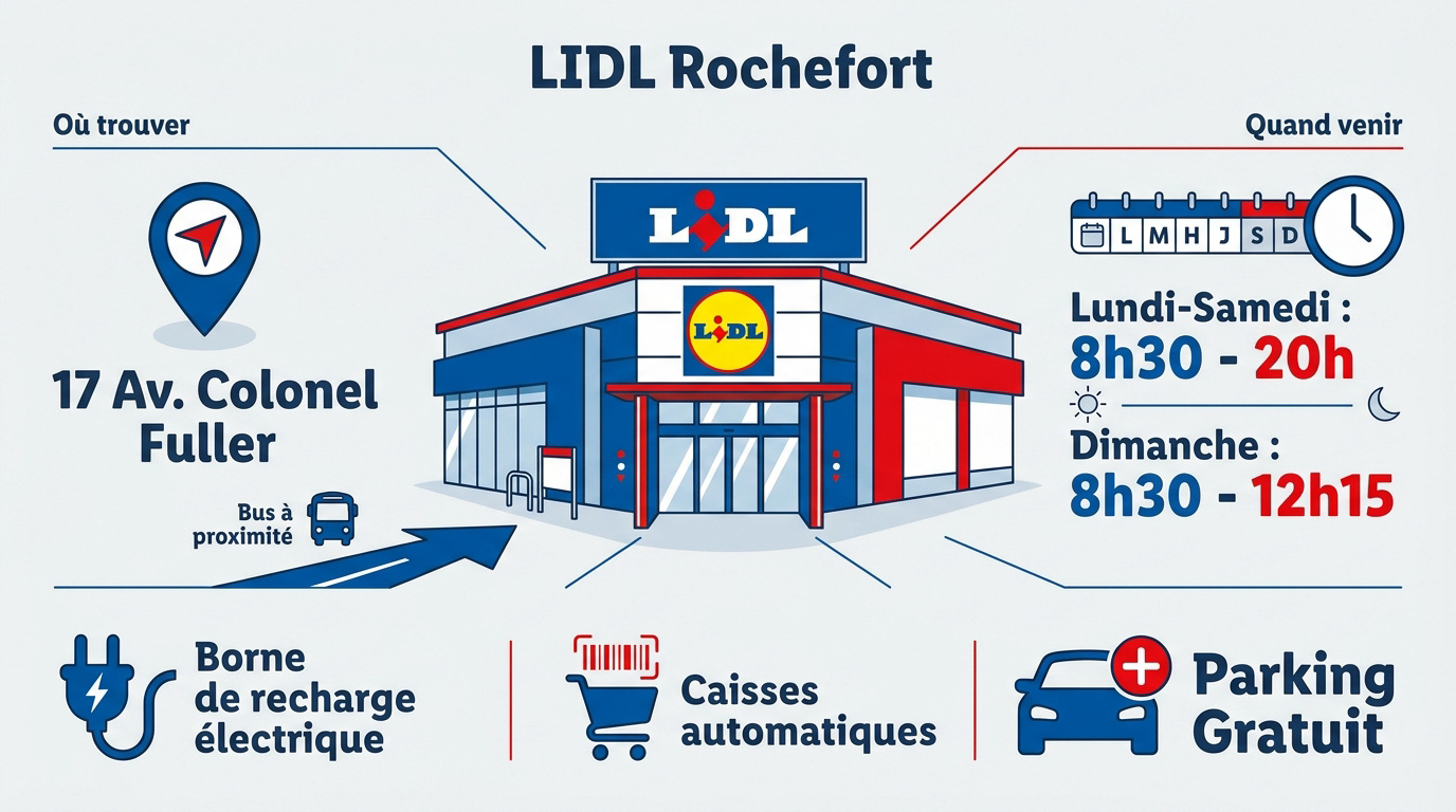 Façade du magasin Lidl à Rochefort Avenue du Colonel Fuller