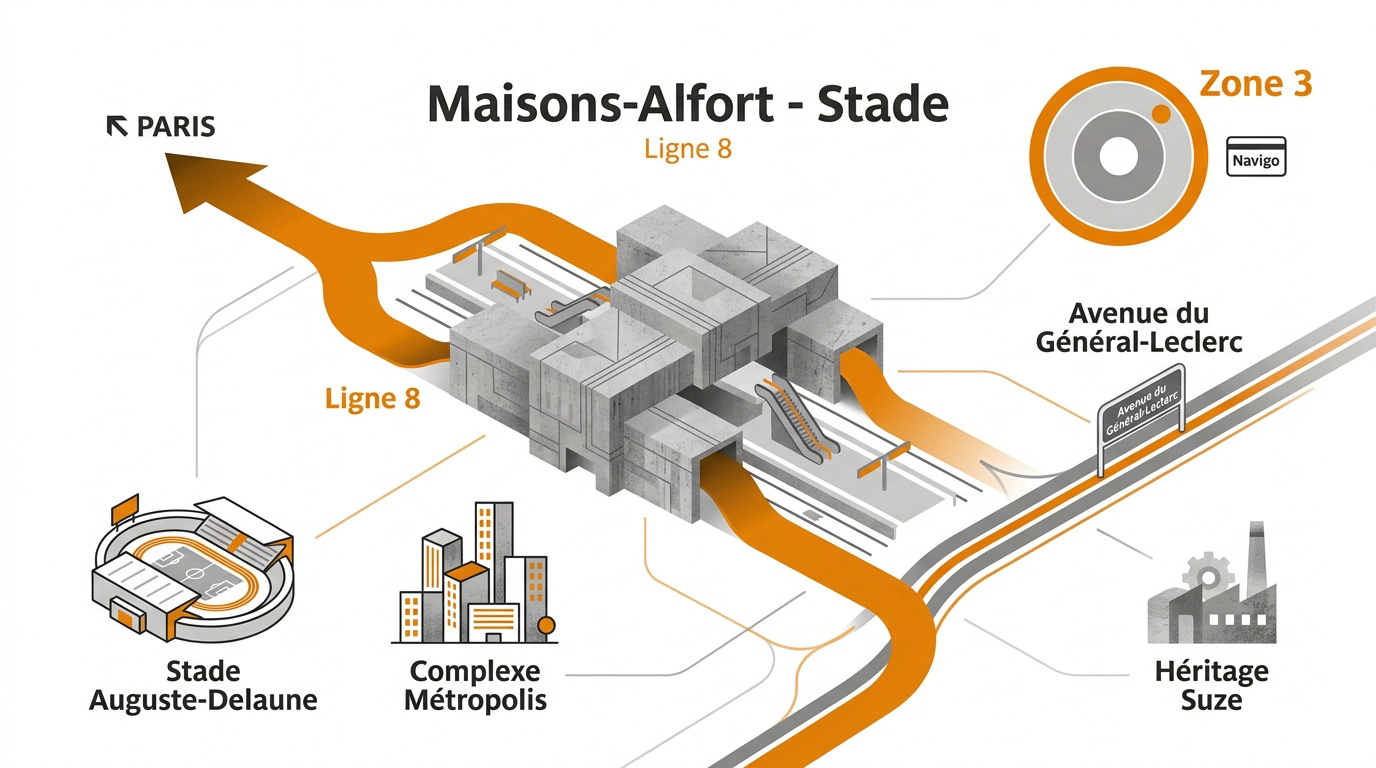 Infographie de la station de métro Maisons-Alfort Stade ligne 8