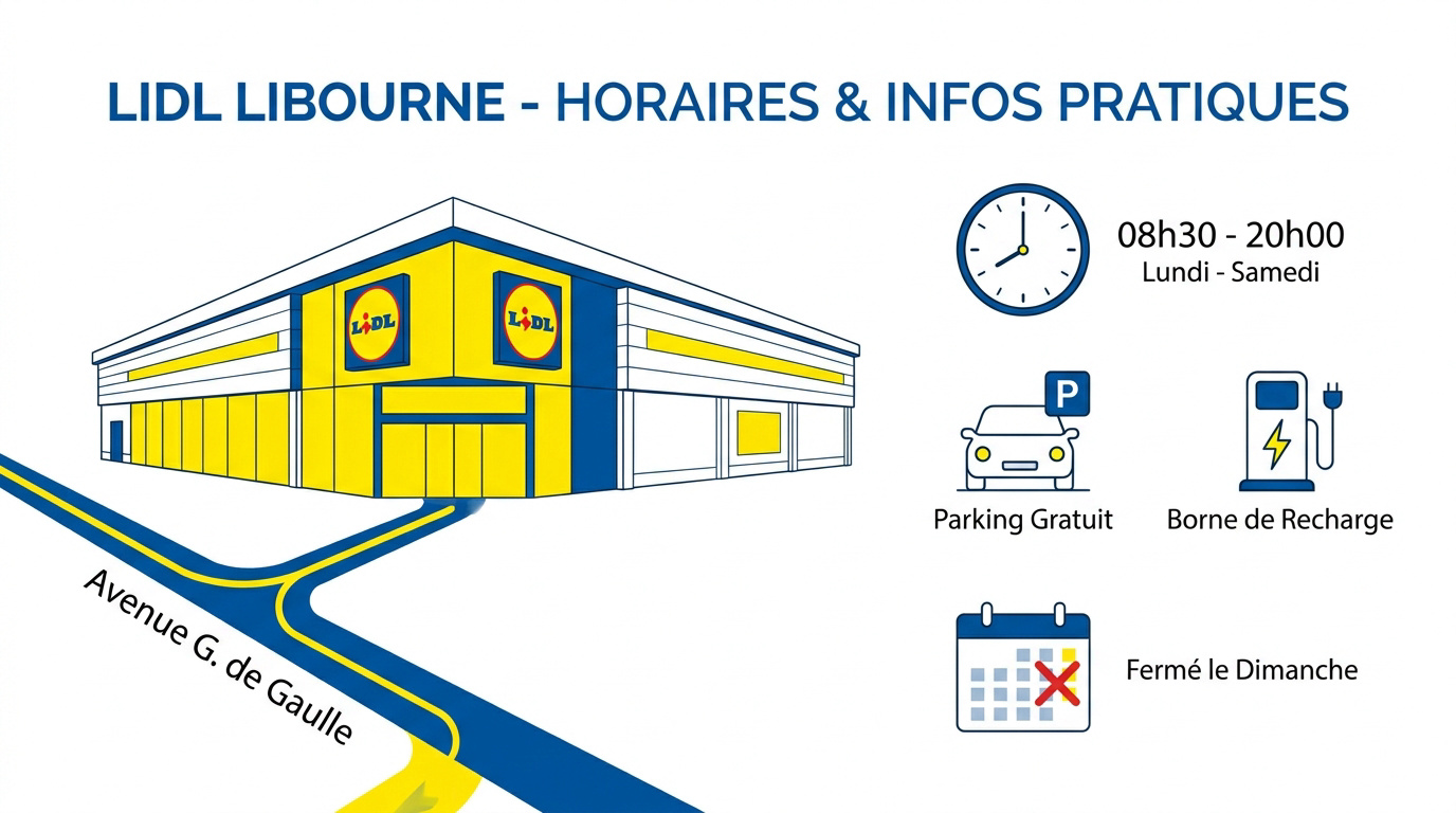 Façade du magasin Lidl à Libourne avec parking