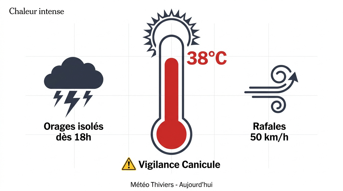 Ciel orageux et chaleur intense sur la ville de Thiviers en Dordogne