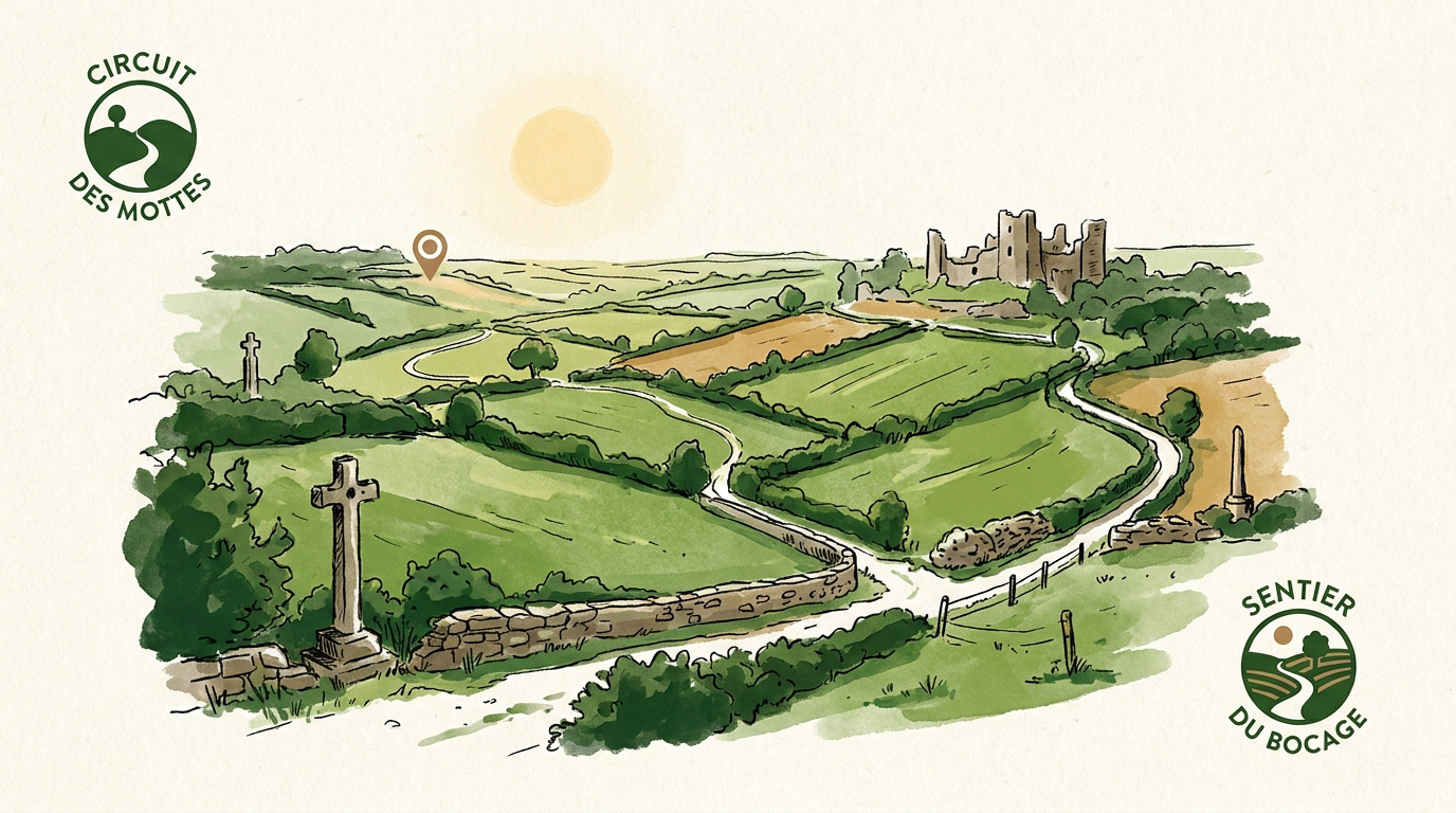Vue authentique du village de Marcillé-Raoul avec ses maisons en pierre et son paysage de bocage
